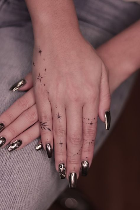 Dainty hand tattoo, fine line tattoo, Taurus constellation tattoo, hailey bieber hand tattoo, hailey bieber inspired, hailey bieber tattoo, hand tattoo, girls with tattoo, oc_tatt, Hawaii tattoo artist Finger Tattoos For Women Dainty, X Hand Tattoo, Hand Tattoos For Women Fine Line, Hand Tattoo Constellation, Capricorn Constellation Hand Tattoo, Hand Tattoos Constellation, Danty Tattoos Small Hand, Virgo Constellation Tattoo Hand, Taurus Tattoo Hand