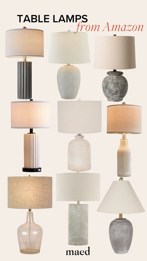 Get inspired to decorate your modern home with these neutral table lamps perfect for living rooms, entryways and nightstands. Follow MAED for more Amazon home decor must-haves and modern decor finds. Large Nightstand Lamps, Lamps For Large Nightstands, Boho Table Lamps Living Room, Neutral Bedroom Lamps, Amazon Table Lamps, Side Table Lamps Living Room, Entryway Table Lamp, Nightstand Lamps Bedroom, Amazon Lamp