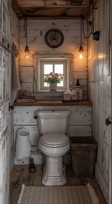 Baie Vintage, Rustic Bathroom Accessories, Wc Decoration, Farmhouse Bathroom Accessories, Powder Room Ideas, Farmhouse Flair, Toilet Sink, Victorian Bathroom, Bathroom Farmhouse Style