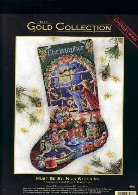 Gallery.ru / Фото #1 - Dimensions 08567 Must be St Nick stoсking - Herzen Christmas Hand Embroidery, Dimensions Cross Stitch, Cross Stitch Stocking, Santa Cross Stitch, Cross Stitch Christmas Stockings, Christmas Stocking Holders, Pola Kristik, St Nick, Xmas Stockings