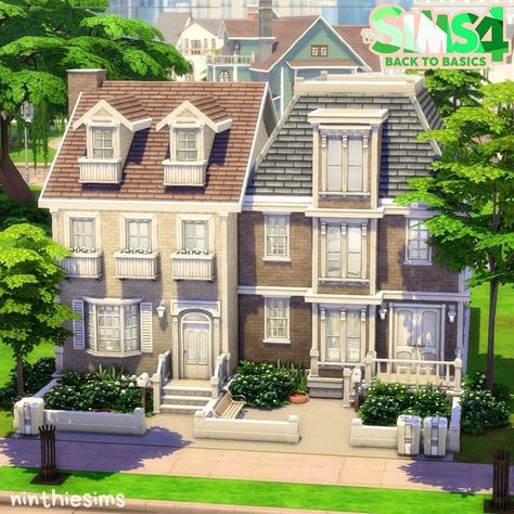 Townhome Sims 4, Sims 4 Houses Gallery No Cc, Sims 4 City House, Sims 4 Base Game Townhouse, Townhouses Sims 4, Sims 4 Brick House, Sims 4 Aesthetic House Base Game, Sims 4 Row House, Ts4 Townhouse