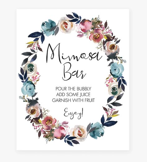 Mimosa Bar Sign Printable Free, Mimosa Bar Printables, Printable Signs Free, Mimosa Bar Sign, Mimosa Bar, Baby Shower Sign, Shower Sign, Baby Shower Signs, Bar Sign