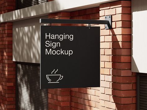 Hanging sign on brick wall mockup - Instant Download Sign Mockup Free, Polygon Modeling, Wall Mockup, Free Mockup Templates, Simple Signs, Sign Mockup, Mockups Design, Store Signs, Book Stationery