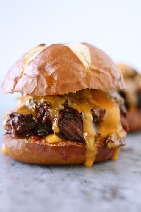 Short Rib Sandwiches Slow Cooker Philly Cheese Steak, Short Rib Sandwich, Philly Cheese Steak Sandwich, Rib Sandwich, Pretzel Bun, Cheese Steak Sandwich, Short Rib, Burgers Sandwiches, Beef Short Ribs