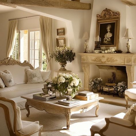 11 French Country Living Room Ideas: Create a Cozy and Charming Retreat | Florgeous French Country Fireplace Ideas, French Homes Interiors, French Country Apartment, French Decorating Ideas, Rustic French Country Living Room, French Country Living Room Ideas, French Inspired Living Room, French Farmhouse Living Room, French Country House Decor