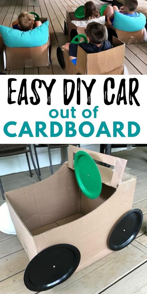 Car Out Of Cardboard, Cardboard Box Cars, Kids Gratitude Journal, Cardboard Box Car, Gratitude Journal For Kids, Cardboard Crafts Kids, Mario Y Luigi, Box Cars, Cardboard Car