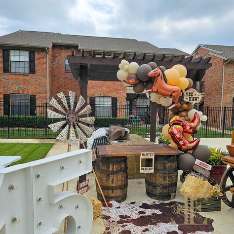 Howdy Partner! Saddle up for a rootin’ tootin’ good time! We wrangled up some western magic for a special 15th birthday bash. The guest of honor rode in style on a custom-built pioneer wagon (yep, you read that right – we built this beauty ourselves!), with trusty whiskey barrels and rustic trimmings to set the scene. Yeehaw! Was this a birthday bash to remember, or what? #westernparty #cowboytheme #15thbirthday #partydecor #customprops #pioneerwagon #whiskeybarrels #rusticcharm #birthday... Pioneer Wagon, Rootin Tootin, Whiskey Barrels, Western Parties, Cowboy Theme, Marquee Letters, Whiskey Barrel, 15th Birthday, Birthday Bash