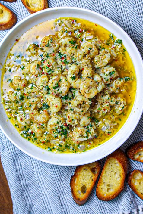 Shrimp Scampi For A Crowd, Shrimp Scampi Crostini, Shrimp Scampi Appetizer, Shrimp Scampi Dip Appetizers, Smoked Shrimp Scampi, Shrimp Crostini, Nutritional Tips, Impressive Appetizers, Fresh Bread Crumbs