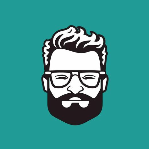 Hipster face with beard and glasses. Vector illustration in flat style Beard And Glasses, Santa Board, Beard Illustration, Beard Drawing, Minimalist Men, Man Face, Man Illustration, Retro Comic, Flat Style