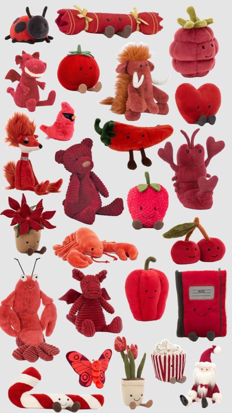 Red Jellycats #red #jellycat Red Stuffed Animal, Jellycat Collection, Food Plushies, Jellycat Toys, Jellycat Stuffed Animals, Red Jelly, Art Dolls Cloth, Iphone Case Stickers, Preppy Wallpaper