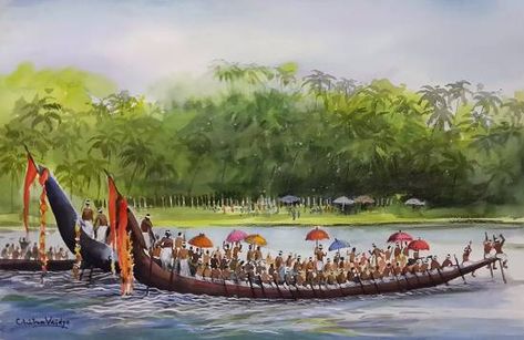 Kerala Boat, Watercolor Paintings Nature, Art Assignments, Oil Pastels Painting, Tiger Painting, Watercolor Subjects, Painting Medium, Painting Workshop, Boat Race