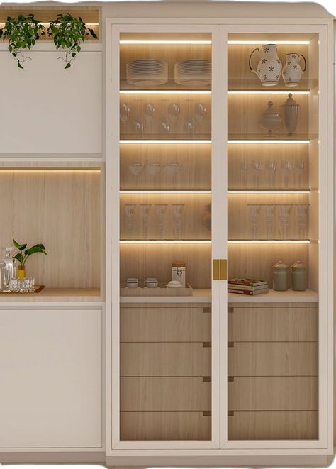 Modern Bookcase Design, Crockery Cabinet, House Styling Interior, Crockery Unit Design, Home Bar Rooms, Crockery Unit, Dining Room Design Modern, Home Bar Design, Dinning Room Design