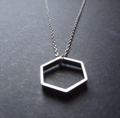 Elegant Silver Hexagon Necklace, Modern Sterling Silver Hexagon Jewelry, Hexagon Faceted Necklace For Gift, Hexagon-shaped Sterling Silver Jewelry Gift, Faceted Hexagon Necklace For Gift, Hotline Bling, Hexagon Necklace, Travel Wardrobe, Affordable Jewelry