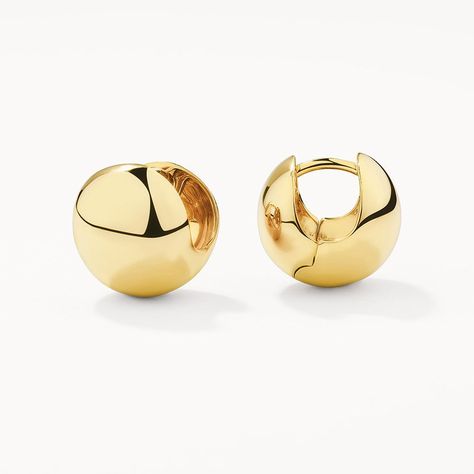 Ball Huggie Earrings in Gold - 18k Fine Yellow Gold Plated / 13mm watchesicantafford. Trend Earrings, Shopping Accessories, Sphere Design, Gold Tops, Modernist Earrings, Gold Huggies, Earring Box, Modern Watches, Ball Earrings