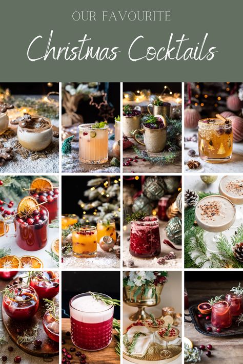 A collection of my favourite Christmas cocktails to enjoy all season long. Christmas Themed Cocktails, Pomegranate Gin, Holiday Drinks Christmas, Sour Drink, Holiday Beverages, Cocktail Recipe Book, Cocktail Names, Citrus Cocktails, Coffee Gifts Card