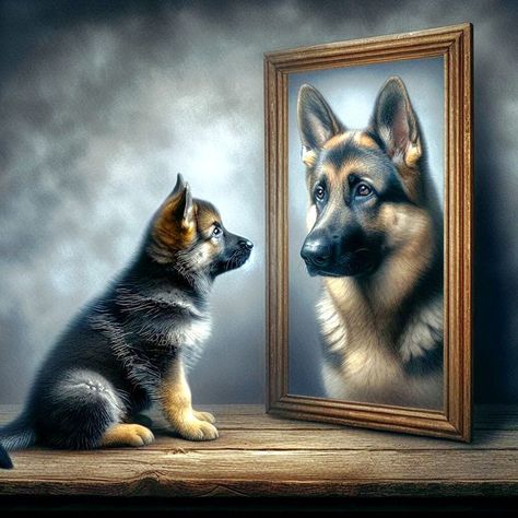 Dog Portraits Illustration, German Sheperd Dogs, German Shepherd Art, Bureau Decor, Gsd Dog, Beginner Art, Wolf Dog, Luxury Dog, Dog Images