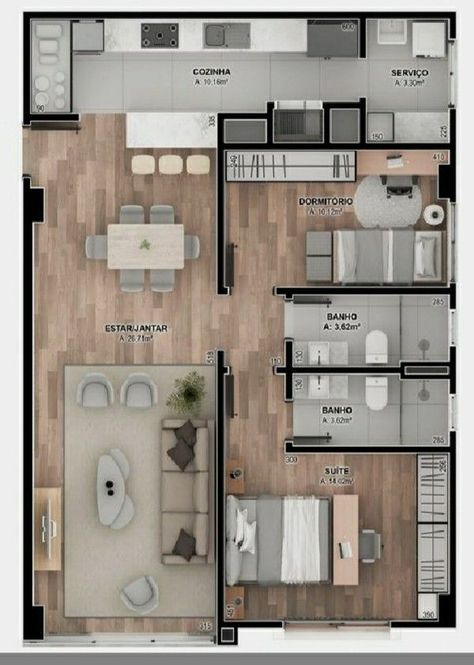 70m2 Apartment Plan, 50m2 Apartment Plan, 70 M2 Apartment Design, 70m2 House Plan, 50m2 House Plan, 50m2 Apartment, 3d Floor Plans, Desain Pantry, Small House Layout