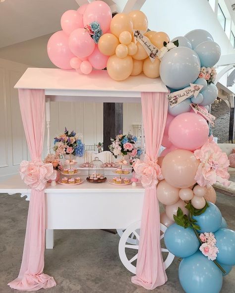 Party Decor/ Balloon Decor on Instagram: “Bella’s Wonderland 🌸 the sweetest way to celebrate your unbirthday is with your very own sweet cart! 2nd photo 📸 by @chicagolove1…” Dessert Cart Balloon Garland, Treat Cart, Bat Mitzvah Decorations, Sweet Cart, Pink And Gold Birthday Party, Balloons Decor, Candy Tables, Sweet Carts, Ideas Cumpleaños