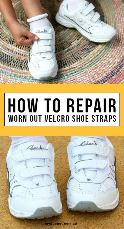 Tutorial: Replace Worn Out Velcro Shoe Straps Shoe Hacks, Big Hands, Small Craft Rooms, Easy Holidays Crafts, Velcro Shoes, Mason Jar Crafts Diy, Hook And Loop Tape, Old Shoes, Time Saver