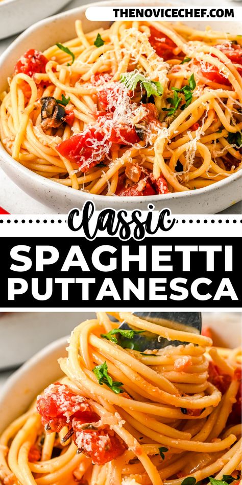 This Spaghetti Puttanesca is filled with the spicy, bold flavors of garlic, chili flakes, anchovies, olives, and capers. It’s an easy, classic dish you'll adore! Spaghetti Puttanesca, Anchovy Pasta, Easy Pasta Dinner Recipes, Pasta Puttanesca, Frozen Pasta, Easy Pasta Dinner, Easy Spaghetti, Pasta Dinner Recipes, Creamy Soup