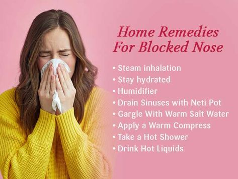 A blocked nose can be highly annoying. Here are several efficient home remedies for blocked nose that are are also safe. Drain Sinuses, Sinus Pressure Relief, Honey And Warm Water, Scratchy Throat, Blocked Nose, Dry Nose, Neti Pot, Sick Remedies, Nose Bleeds