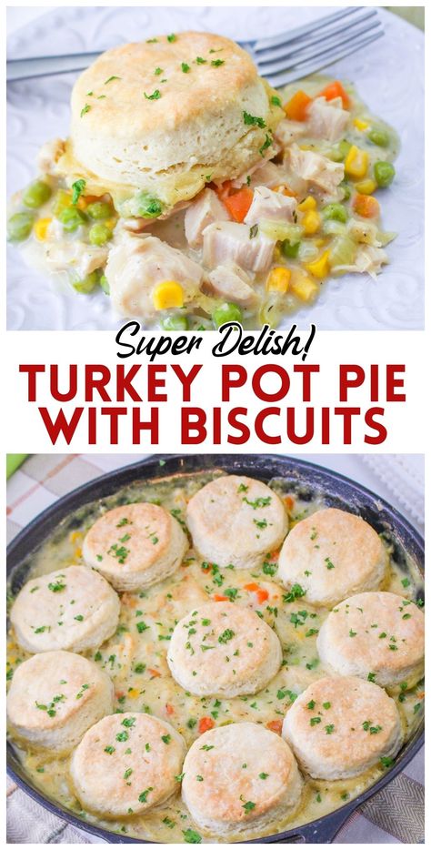 These turkey pot pie is perfect for leftover Thanksgiving turkey!  The perfect day after Thanksgiving dinner. Turkey And Biscuits Recipe, Turkey Pot Pie Recipe Easy With Biscuits, Turkey Leftover Recipes Easy, Pot Pie Easy Recipe, Turkey Pie Recipes, Turkey And Biscuits, Best Turkey Pot Pie, Leftover Smoked Turkey Recipes, Turkey Pot Pie With Biscuits