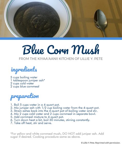 Blue Corn Mush Recipe, Navajo Food Recipes, Navajo Cornbread, Navajo Recipes, Blue Corn Mush, Navajo Food, Corn Mush, Indigenous Recipes, Blue Cornmeal