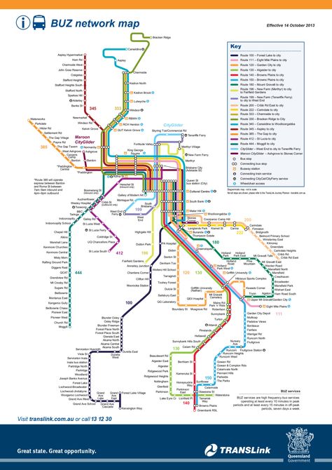 LOTS of errors in a bus map Learn from this!  Official Map: “BUZ” Frequent Service Bus Network, Brisbane, Australia Subway Map Design, Bus Route Map, Bus Map, Transport Map, Service Bus, Underground Map, Train Map, Transit Map, Metro Map