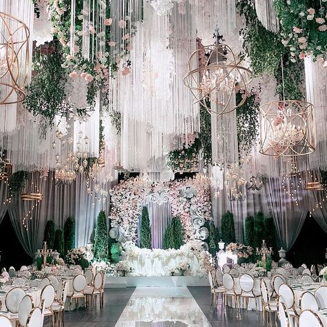 Floral fairytale wedding ceremony and reception decor by lidseventhouse Wedding Fest, Wedding Setup, Rustic Wedding Decorations, Luxury Wedding Decor, Quinceanera Themes, Mehndi Decor, Luxury Wedding Venues, Wedding Hall, Salou