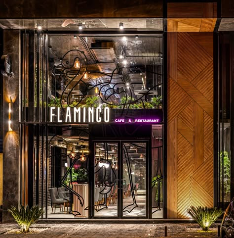 FLAMINGIO CAFE & RESTAURANT on Behance Small Restaurant Interior, Restaurant Facade, Restaurant Exterior Design, Coffee Shop Concept, Cafe Exterior, Restaurant Layout, Handmade Furniture Design, Bakery Design Interior, Restaurant Exterior