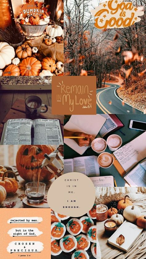 Aesthetic Fall Wallpapers For Iphone, Fall Christian Asthetic, Fall Scripture Aesthetic, Autumn Asthetic Wallpers Iphone, Fall Positive Wallpaper, Fall Jesus Background, Autumn Aesthetic Christian, Halloween Bible Verses Wallpaper, Christian Fall Backgrounds Wallpapers