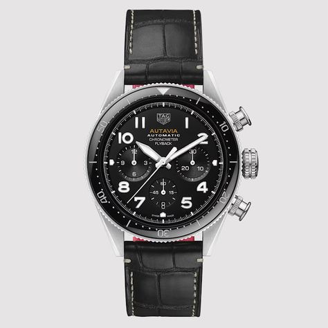 TAG Heuer - Autavia Flyback Chronograph Black Dial | Time and Watches | The watch blog Heuer Autavia, Black Alligator, Single Stone Ring, Chronograph Watch Men, Metal Shop, Dive Watches, Tag Heuer, Black Ceramic, High Jewelry