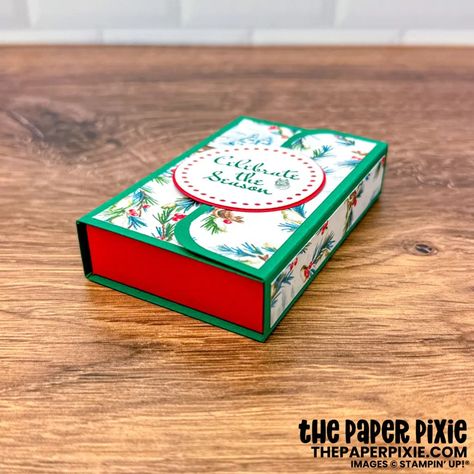 Storybook Gift Card Box - The Paper Pixie Greeting Card Boxes Diy, Mini Treat Boxes, Paper Pixie Treat Boxes, Book Treat Boxes, Christmas Treat Holders Diy, Handmade Gift Card Holders, Stampin Up Book Treat Boxes 2024, Mini Box Template, Gift Card Box Ideas