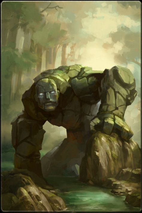 Stone ancient Stone Elemental, Rock Golem, Earth Elemental, Rock People, Magic: The Gathering, Fantasy Island, Graphic Illustrations, Arte Robot, Dnd Monsters