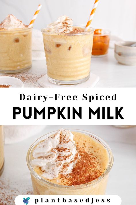 View on a short glass of spiced pumpkin milk. Healthy Pumpkin Drink, Healthy Pumpkin Drink Recipes, Spiced Milk Recipe, Healthy Fall Coffee Recipes, Coconut Milk Drinks Healthy, Warm Milk Drinks, Warm Milk Recipes, Pumpkin Milk Recipe, Sweet Potato Drink