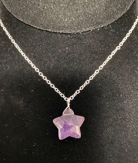 Genuine faceted amethyst gemstone star pendant. Star is about 1/2 inch tall and 1/2 inch wide. Chain is 18 inches and stainless steel. Purple Star Necklace, Bracelets Kandi, Medieval Things, Bday List, Grunge Jewelry, Amethyst Necklace Pendant, Kandi Bracelets, Gemstone Pendant Necklace, Purple Necklace