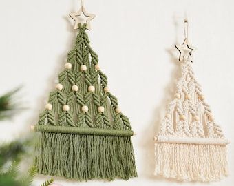 Modern Jul, Macrame Christmas Tree, Boho Christmas Tree, Christmas Tree Kit, Boho Christmas Decor, Macrame Christmas, Modern Christmas Tree, Holiday Wall Art, Christmas Crafts For Gifts