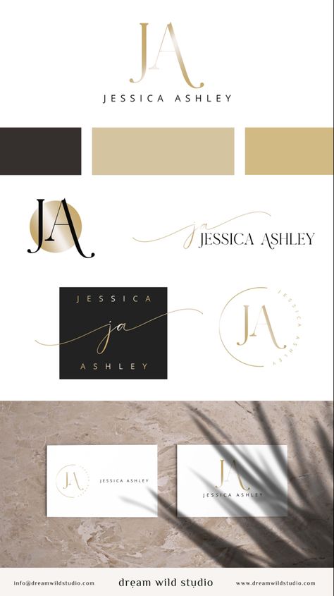 Black White Gold Branding Color Schemes, Black And Gold Branding Mood Boards, Logo Colour Ideas, Black And Gold Brand Identity, Chic Logo Design Ideas, Classy Brand Identity, Black White Gold Branding, Chic Branding Design, Luxury Color Palette Branding Gold