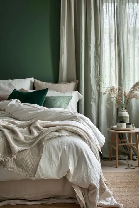 5 Best Green & White Bedroom Designs - Blog by Cavelights Green White Bedroom, Bedroom Interior Ideas, Green And White Bedroom, Winter Bedroom Decor, Green Bedroom Walls, Green Bedroom Decor, Calming Nature, White Bedroom Design, Peaceful Bedroom