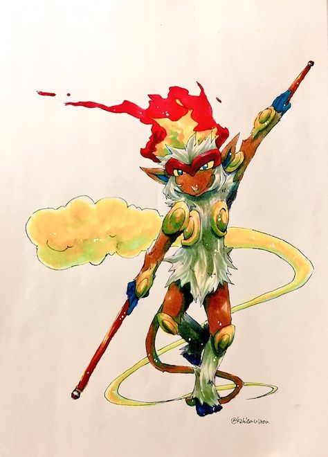 Infernape Art, Flying Nimbus, Infernape Wallpaper, Pole Art, Sun Wukong, Pokemon Eeveelutions, Monkey King, Pokemon Teams, Pokemon Fan Art