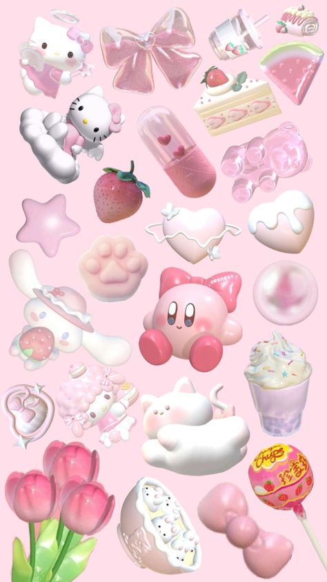 #pink #slay #3d #pastel #sanrio #mymelody #cinnamaroll #hellokitty #ate 3d Sanrio, Weirdcore Aesthetic, Simple Phone Wallpapers, App Icon Design, Printable Stickers, App Icon, Aesthetic Art, Icon Design, Cute Wallpapers