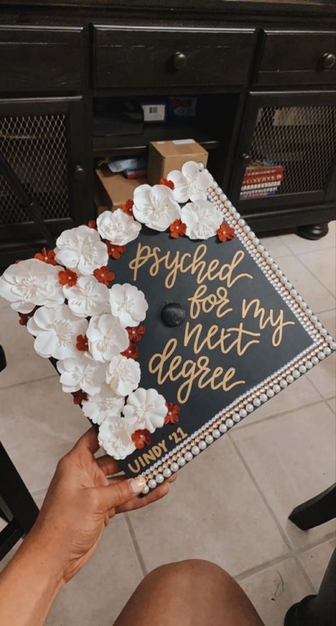 Cap Decoration Graduation Associates, Psyched For My Next Adventure Cap, Associates Degree In Psychology, Graduation Cap Associates Degree, School Psychologist Graduation Cap, Psychology Graduation Photoshoot Ideas, 2 Degrees Graduation Cap, Psychology Graduation Party Ideas, Graduation Cap Designs Associates Degree