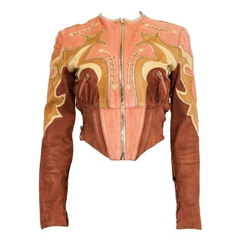 2004 Runway, Silk Kimono Jacket, Deer Hide, Western Jacket, Cropped Leather Jacket, Chic Leather, Leather Accents, Oversized Coat, Deer Skin