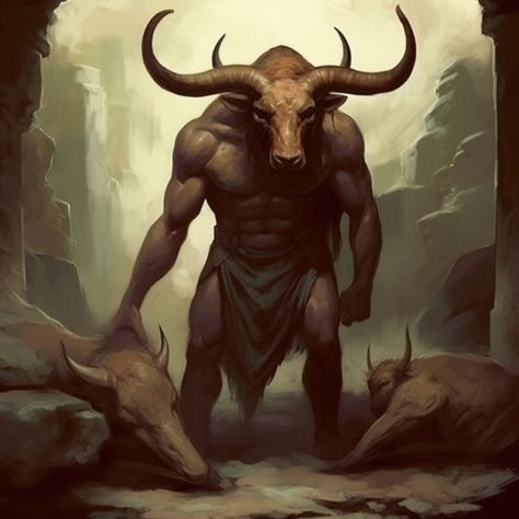 Minotaur - Top 10 Creatures Greek Mythology Greek Myths Art, Greek Mythology Villains, Greek Mythology Beasts, Greek Mythology Fantasy Art, Greek Mythology Creatures Drawing, Greek Myth Creatures, Fury Greek Mythology, Minotaur Aesthetic, Ancient Greek Monsters