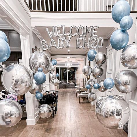 Welcome Home Decorations, Baby Boy Decorations, Welcome Home Parties, Bringing Baby Home, Paper Balloon, Welcome Home Baby, Baby Balloon, Boy Decor, Welcome Decor