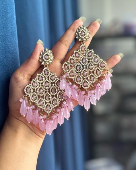 Vineeta Crystal Earrings ₹525/- Free Shipping In India Dm us for orders Fancy Earrings Fashion, Popsicle Stick Crafts House, Desi Jewelry, Ear Tops, Jhumka Designs, Bridal Necklace Designs, Fancy Jewellery Designs, Gold Bridal Jewellery Sets, Indian Jewellery Design Earrings