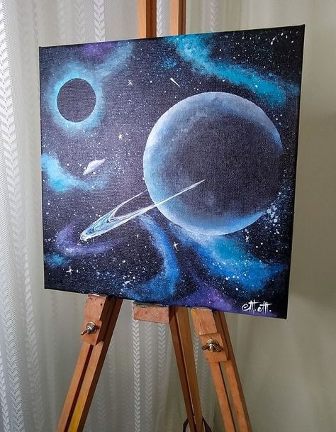 Galaxy Art Painting, Galaxy Painting Acrylic, Spray Paint Artwork, Planet Painting, Space Painting, Canvas Painting Designs, Galaxy Painting, Painting Art Lesson, Galaxy Art