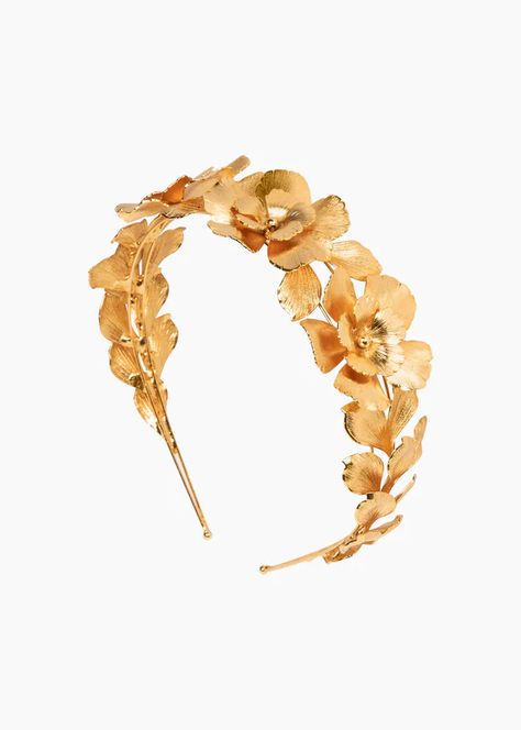 Gold Flower Headband, Headband Gold, Luxury Hair Accessories, Wedding Clothing, Back Of The Head, Jennifer Behr, Gold Headband, Luxury Hair, Wedding Headband