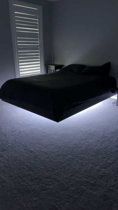 Peter Donati(@peterdonati) on TikTok: Hot country meets floating bed frame ✨ #australia Floating Bed Black, The Bed Frame, Floating Bed Aesthetic, Room Beds & Bed Frames, Full Floating Bed, Bedroom Beds & Frames, Walk In Shower Modern, Floating Bed Ideas, Floating Bed Frame Diy