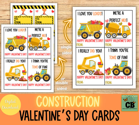 Valentine's Day, Construction Valentine Cards, Printable Valentines, Kids Love, Watercolor Magic, School Celebrations, DIY Greetings, Whimsical Designs, Heartfelt Wishes, Magical Moments, Friendship Tokens, Creative Joy, Love in Colors, Construction Themed Construction Valentines, Cards Valentines, Valentines Gift Tags, Photo Class, Valentines Day Cards, Valentines School, Valentine's Day Cards, Valentines For Boys, Valentines For Kids